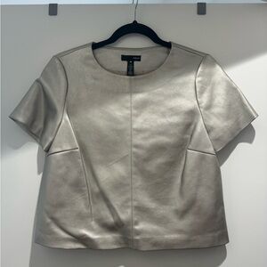 Aqua Gold Vegan Leather Short Sleeve Top Small